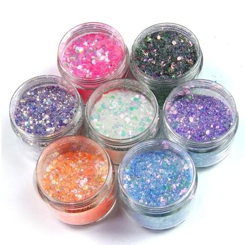 1 Bottle 10g 12 Colors PET Nail Polish Pigment Powder Sequins UV Gel Polish Nail Art Glitter Powder for Nail Art Decoration