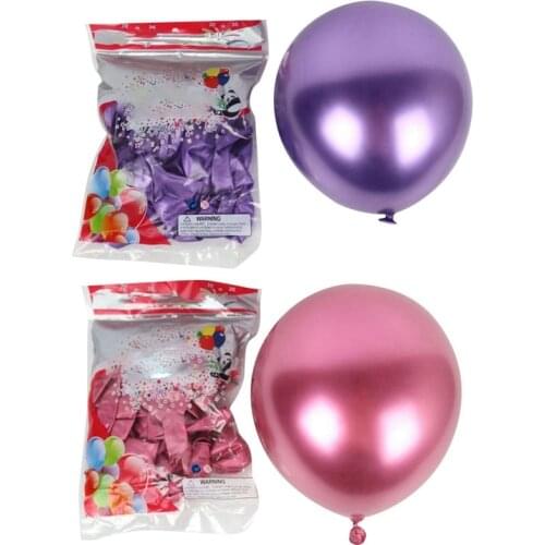 100Pcs 10 Inch Metallic Latex Balloons Thick Chrome Glossy Metal Pearl Balloon Globos, 50 Pcs Red & 50Pcs Purple