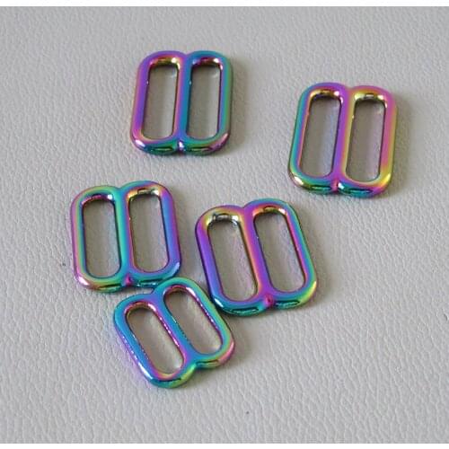 100Pcs Rainbow Metal Tri Glide Buckle Adjuster For Bag Straps Belt Loop Hardware Cat Dog Collar Harness Clasp Sewing Accessory