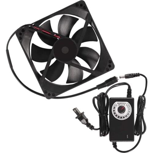 120mm x 25mm 110V 220V AC Powered Cooling Fan with Speed Controller 3V to 12V, 1225 AC 115V 120V 220V 240V for Cooling