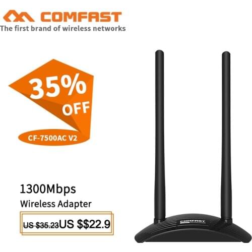 1300Mbps Dual Band USB Wifi AdaPter 2*6dbi Antenna High Power 2.4G 400Mbps 5.8G 867Mbps USB3.0 Adaptor PC WIFI network LAN Card