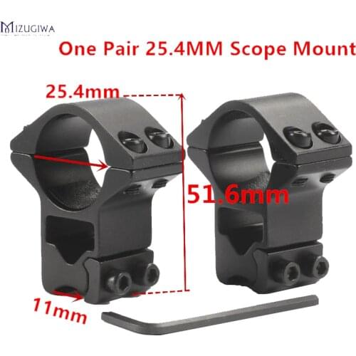 Mizugiwa 2pcs 25.4mm Rifle Scope Mount Ring Premium Hi-Profile Double Screw Strap 11mm Doverail Rail Base Weaver Hunting caza