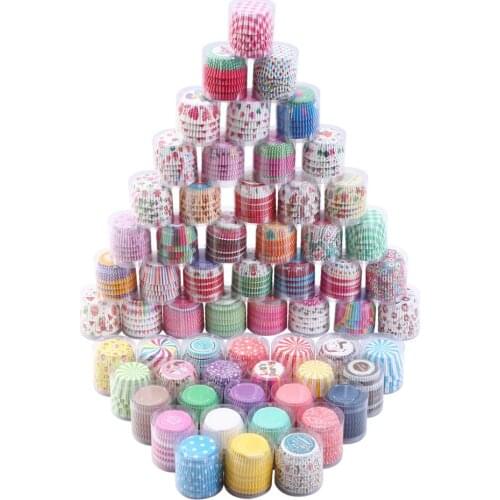 24-46 Designs 100pcs/lot Colorful Paper Cake Box Cup Cupcake Liners Cupcake Wrappers Baking Muffin Cases