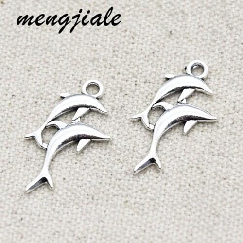 24pcs Hot Sell Vintage Metal Dolphin Charms Pendants For DIY Making Alloy Handmade Finding Jewelry
