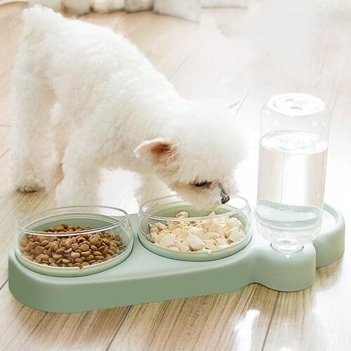 3-in-1 Pet Bowls Dog Food Water Feeder Stainless Steel Pet Drinking Dish Feeder Cat Puppy Feeding Supplies Small Dog Accessories