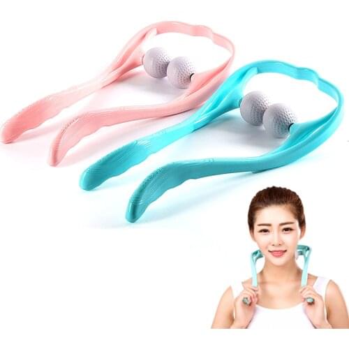 38cm Neck Massager Pressure Point Therapy Massage Shoulder Back Pain Relief Massager Dual Trigger Point Roller Self-massage Tool