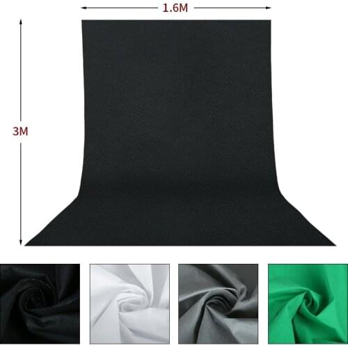 4 Pieces 1.6*3M/5 x 10FT Photography Studio Non-woven Backdrop Background Screen 4 Colors Black White Green Grey