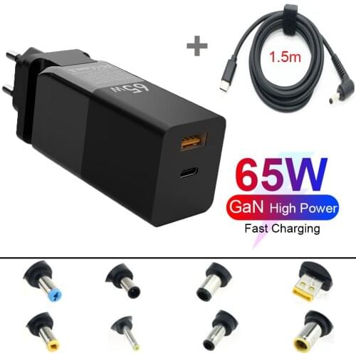 65W Universal Power Adapter PD Charger High Power Supply EU US UK AU Plugs For Notebooks HP Acer Asus Lenovo Laptop Adapter