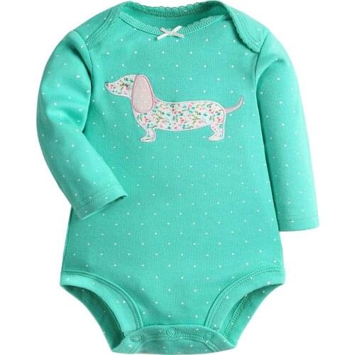 Cartoon Style Baby Girls Bodysuits Long Sleeves Cotton Spring Clothes New Born Baby Ropa For 6-24M Little Kids