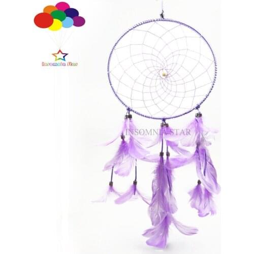 Boho Dream Catcher Circular Purple Ring Goose Feather Hanging Dreamcatcher