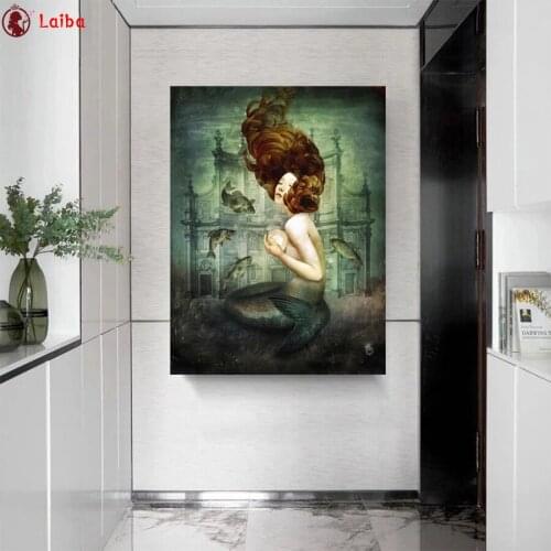 DIY Diamond Painting Abstract art, mermaid diamond Embroidery 5d mosaic Diamond needlework cross stitch room decor
