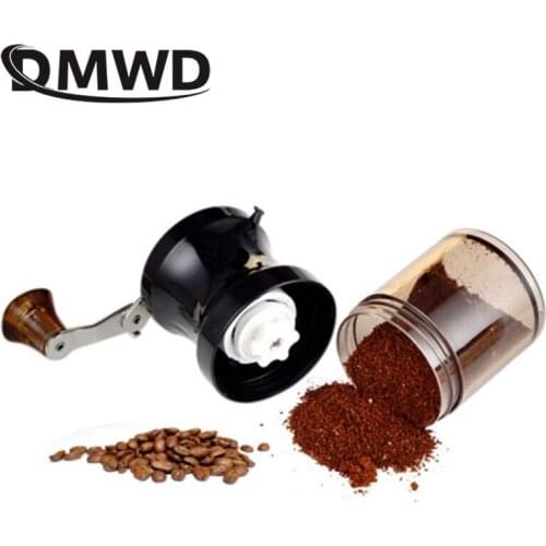 DMWD 50Ml Manual Ceramic Coffee Grinder Powder storage bottle Stainless Steel Coffee Bean Mill 9 Gears Adjustment Kitchen Tools