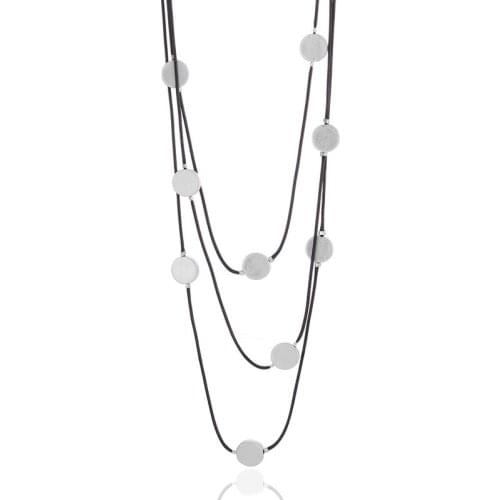 ELOYHI Women Necklace Simple Three layer Rope Round Statement Necklaces Pendants Vintage Jewelry Wax rope Long Necklace Women