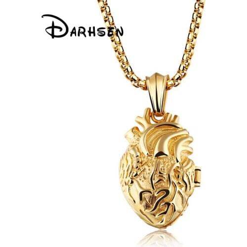 FATE LOVE Brand fashion necklace men stainless steel chain punk personalized heart pendant black gold color gift for boyfriend