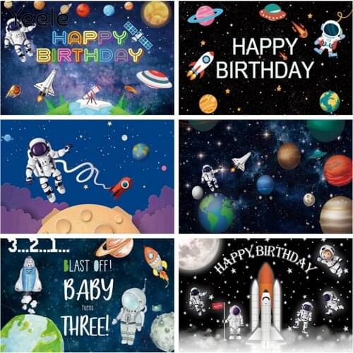 Yeele Universe Space Solar System Planet Astronaut Baby Shower Boy Birthday Backdrop Aircraft Photography Background Photophone