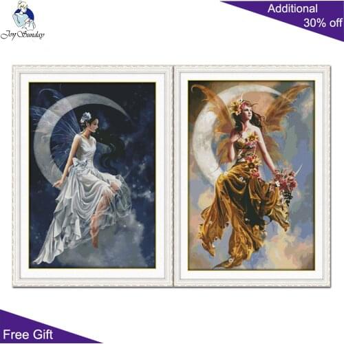 Your Gift R866(1)R867(2) 14CT 11CT Counted and Stamped Home Decor The Moon Fairy Needlepoint Embroidery DIY Cross Stitch kits