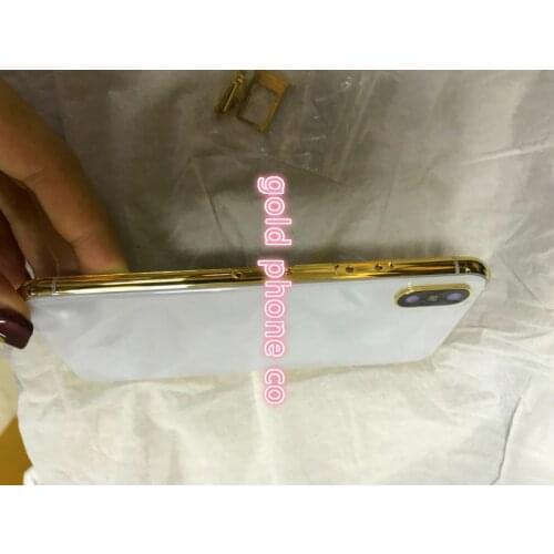 2020 Perfect Quality 24k Mirror Gold Chassis for phone X real gold style Battery Door Housing Middle Frame white back glass