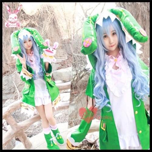 Date A Live Yoshino Cosplay Costumes Green Hooded Women Girls Coat Halloween Outfit with Socks free shipping