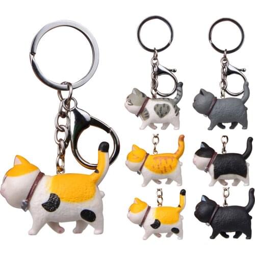 Mini Cute Cartoon Chubby Cat Model Hanging Toy Key Ring Keychain Bag Pendant