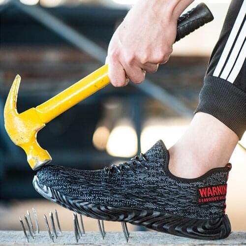 Men Safety Shoes Breathable Summer Women and Men Shose Anti-smashing Anti-piercing Mens Mesh Work Shoes Steel Toe Plus Size
