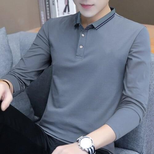 T Shirt Men Fall Solid Color Lapel Slim Fit T-Shirt Long Sleeve T-Shirt Mens Long Sleeve Shirt Tshirt T Shirts