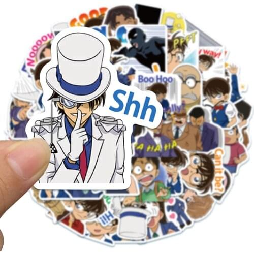10/50pcs Cartoon Famous Detective Conan Stickers Japanese Anime DIY Motorcycle Luggage Guitar Skateboard Laptop Decal Sticker