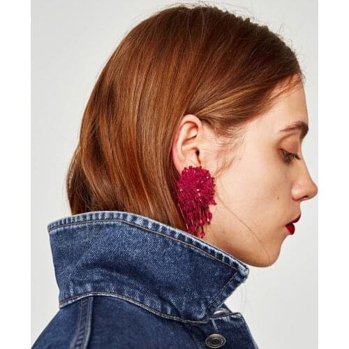 Wholesale Vintage Crystal Earring For Women Statement Jewelry Girls Handmade Beads Boho Tassels Fringe Earrings brincos