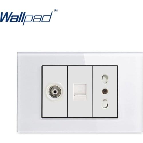 TV DATA RJ45 Italian Socket Wallpad Luxury Tempered Glass Panel Electric Wall Socket Weak Electricity Outlets For Home