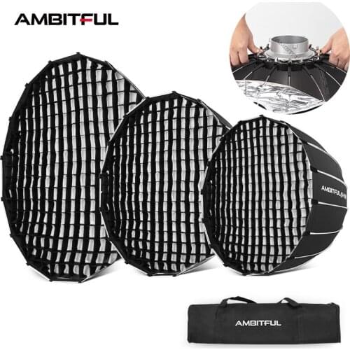 AMBITFUL 70CM 90CM 120CM Quickly Release Parabolic Deep Softbox Honeycomb Grid for Bowens Elincrhom Profoto Mount Flash Softbox