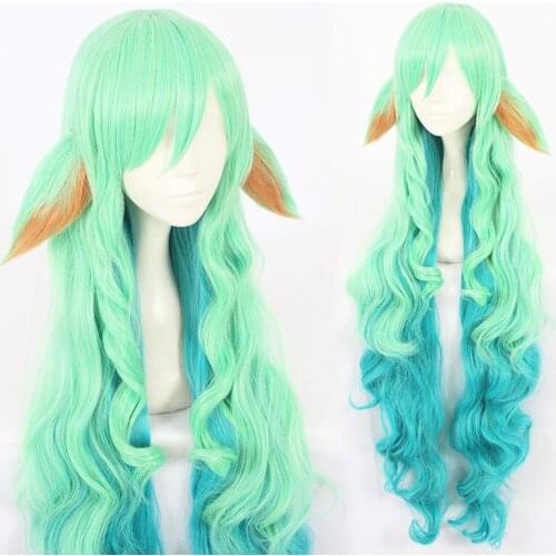 Wig LoL Star Guardians Soraka Cosplay Wigs Game Long Green Wave Cosplay Wig Halloween Heat Resistant Synthetic Hair