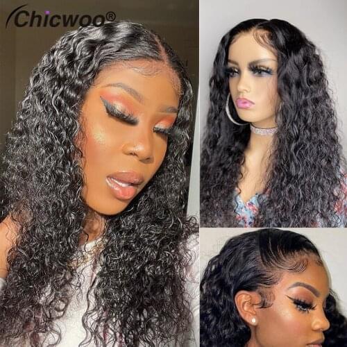 180% Density 13x4 Water Wave Human Hair Wigs For Women Peruvian Hair 13x6 Curly Lace Front Wigs Bleached Knots Lace Wigs