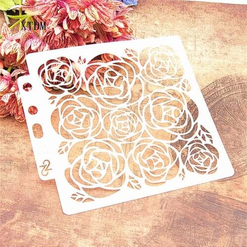 Rose petals plastic mold shield DIY cake scrapbook stencils hollow Embellishments printing lace ruler Valentines Day