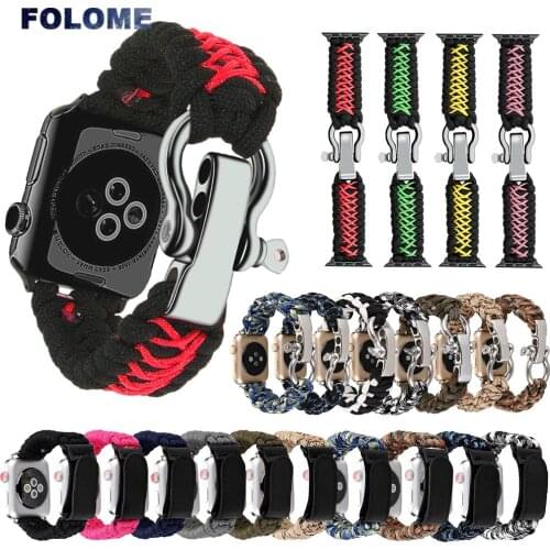 Parachute Rope Nylon Braided Bracelet for Apple Watch Band 44/40/42/38mm Sport Woven Fashion Strap for iWatch Series 6 SE 5 4 3