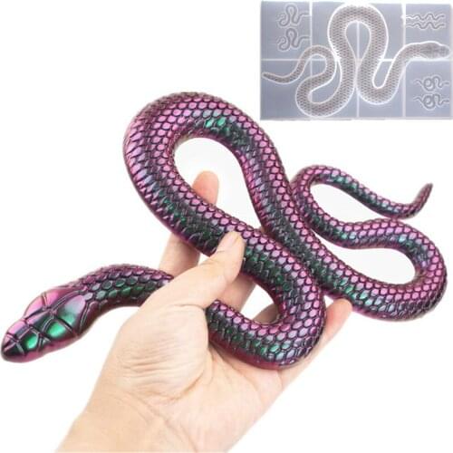 DIY Snake Crystal Mold Epoxy Resin Silicone Crafts Decor Mirror Snake Skull Decoration Dish Silicone Mold For Resin Fidget Toys
