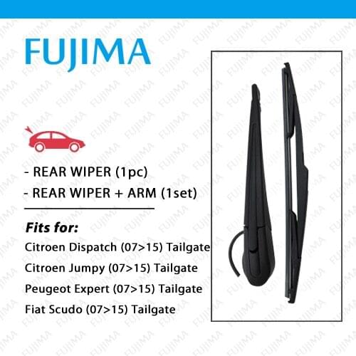 FUJIMA Rear Wiper Blade and Arm for Citroen Dispatch Combi / Jumpy / Peugeot Expert / Fiat Scudo (2007-2015) Back Rear Wiper Arm