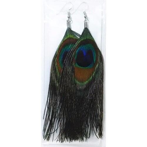 New Peacock Feathers Dangle Earring Drop Earring Long Tassel Brinco Ear Drops Earring Fashion Performa Jewelry For Women