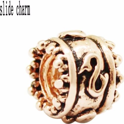 Slide charm Free shipping Classic fashion antique rose gold dragon Charm beads gift fit Pandora charm bracelets