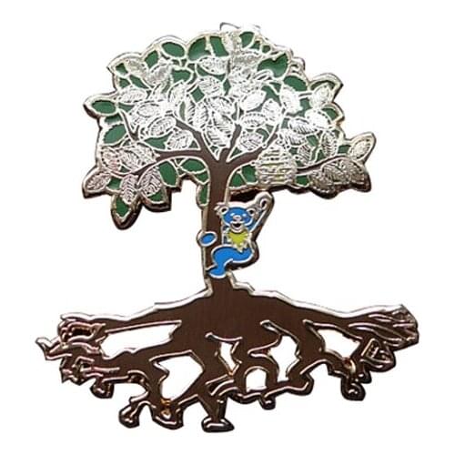 Blue bear climbing tree badge pin Brooches