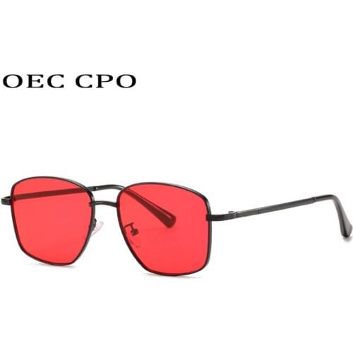 Vintage Square Sunglasses Men Fashion Brand Metal Frame Punk Sun Glasses Female Red Gray Eyewear Retro Men Shades UV400 O672