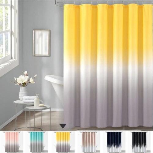 Solid Color Gradient Bathroom Curtain Polyester Waterproof Rectangle Shower Curtains Bathing Cover Home Decor Duschvorhang
