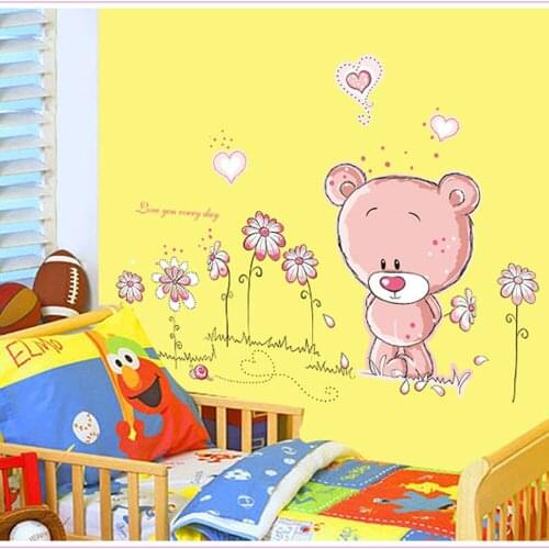 Adorkable The pink bear stickers wallpaper Household adornment to wall stickers PVC decoration Household wallpaper arts