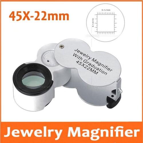 45X 22mm Lens LED Illuminated Jadeite Filter Jewelry Gem Identifying Type Inspecting Magnifier Magnifying Glass Loupe UV Lamp