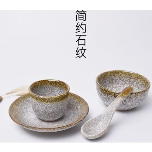 Japanese style household dish plates rice bowl cup spoon tableware set ceracmic dinnerware pasta porcelain 4pcs/set