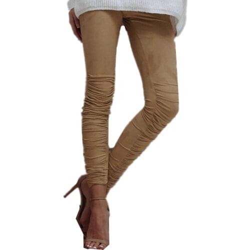 2019 Spring Summer New Ladies Korean OL Khaki Pants Casual Slim Pencil Pants Simple Vintage Ribbed Pleated Trousers for Women