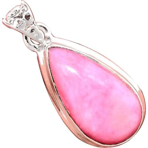 Genuine PINK OPAL Pendant 925 Sterling Silver, Women Hand Made Fine Jewelry Gift