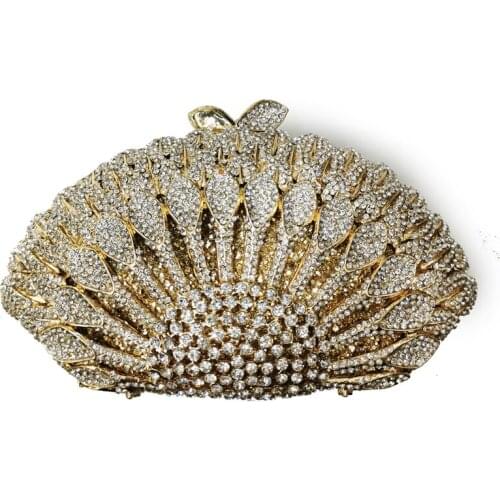 Gold Diamond Purse Rhinestone Ladies Clutch Bag Women Evening Party Big Gemstone Women Messenger Shoulder Handbags