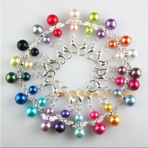 20 New Angel 14x21mm Charms Mixed Ball Glass Silver Plated Retro With Lobster Claw Clasps