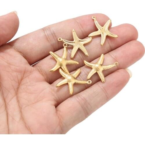 20pcs/lot Gold/Silver Stainless Steel Tone DIY Jewelry Making Charms Supply Starfish Sea Star Accessories