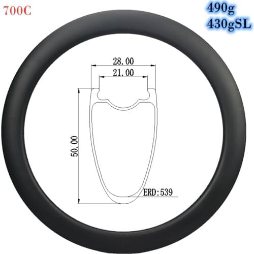 490g Carbon Rims 50mm Depth 28mm Width Carbon Rim Clincher Tubeless Rims Road Disc Rim 20H 24H 28 Holes V Brake Rim UD 3K 12K