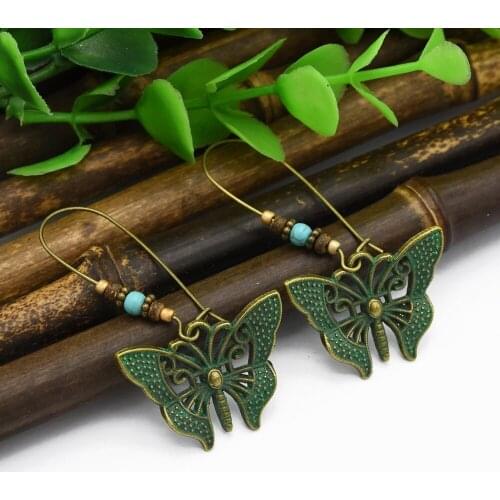 5 Styles Unique Vintage Bronze Drop Earrings Flower Leaf Butterfly Owl Personality Drop Earrings Women Party Jewelry French Hook